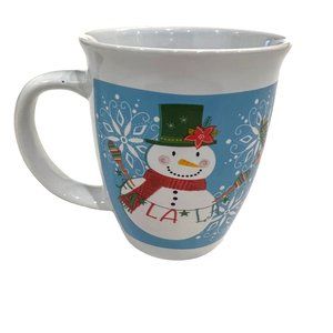 Royal Norfolk Coffee Mug Christmas 10 oz Blue Red Snowflake Snowman